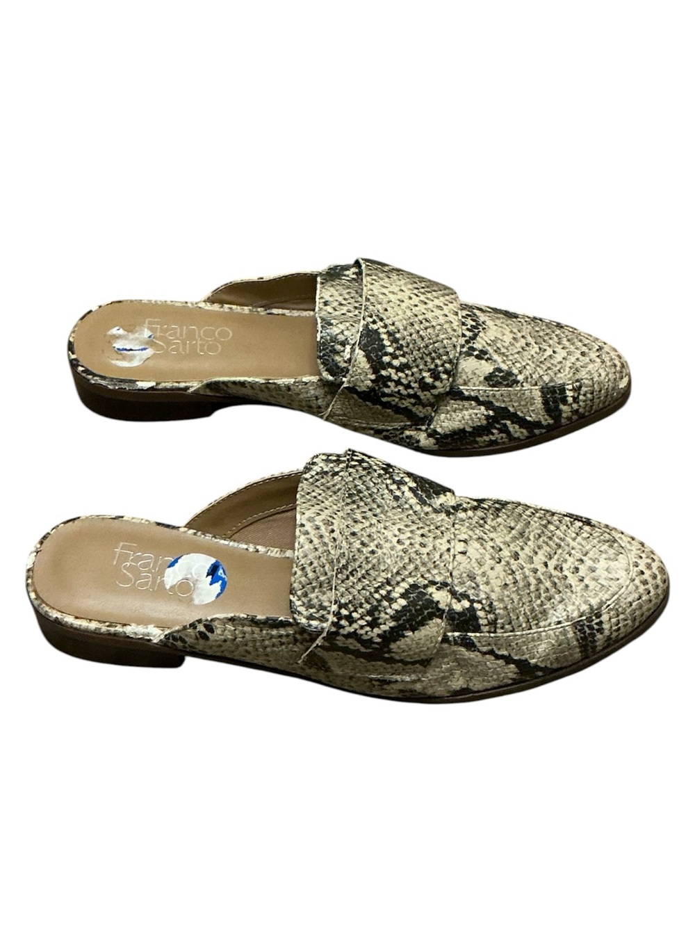 Franco Sarto Snake-Print Slip-On Mules